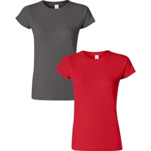 imageGildan Womens Softstyle Cotton TShirt Style G64000l MultipackCharcoalred