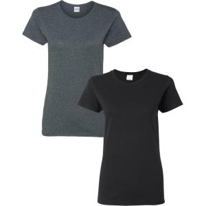imageGildan Womens Softstyle Cotton TShirt Style G64000l MultipackDark Heatherblack