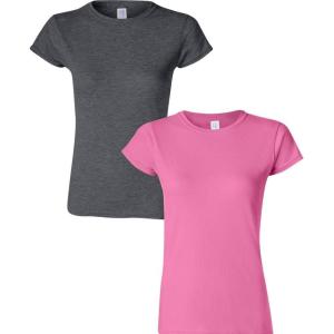 imageGildan Womens Softstyle Cotton TShirt Style G64000l MultipackDarkheatherazalea