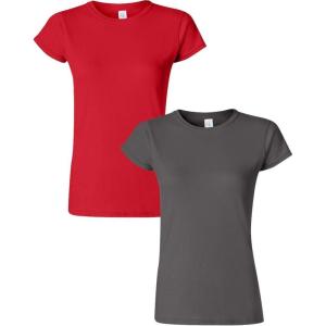imageGildan Womens Softstyle Cotton TShirt Style G64000l MultipackRedcharcoal