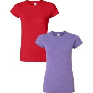 imageGildan Womens Softstyle Cotton TShirt Style G64000l MultipackRedheatherpurple