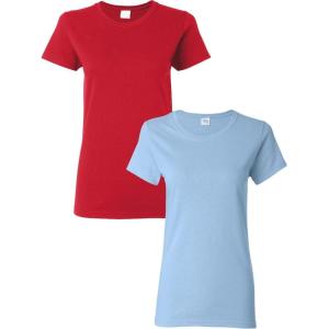 imageGildan Womens Softstyle Cotton TShirt Style G64000l MultipackRedlight Blue