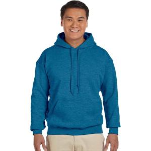 imageGildan Mens Heavy Blend Drawcord Hooded Sweatshirt Safety PinkAntique Sapphire