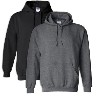imageGildan Mens Heavy Blend Drawcord Hooded Sweatshirt Safety PinkBlackDark Heather