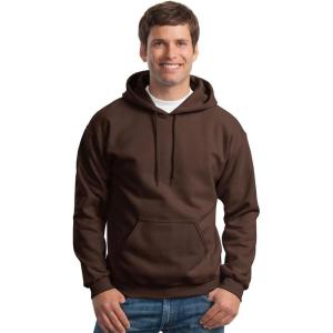 imageGildan Mens Heavy Blend Drawcord Hooded Sweatshirt Safety PinkDark Chocolate