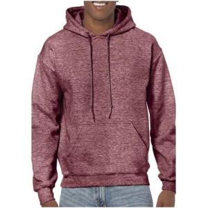 imageGildan Mens Heavy Blend Drawcord Hooded Sweatshirt Safety PinkHeather Sport Dark Maroon