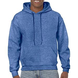 imageGildan Mens Heavy Blend Drawcord Hooded Sweatshirt Safety PinkHeather Sport Royal