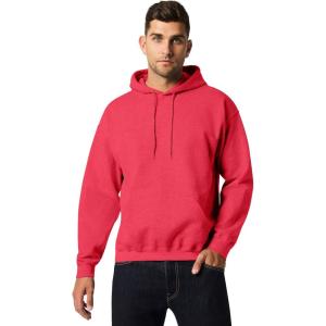 imageGildan Mens Heavy Blend Drawcord Hooded Sweatshirt Safety PinkHth Spt Scrlt Rd
