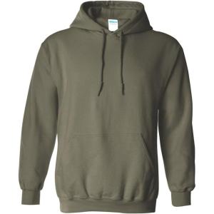 imageGildan Mens Heavy Blend Drawcord Hooded Sweatshirt Safety PinkMilitary Green
