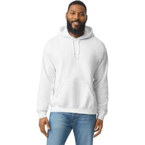 imageGildan Mens Heavy Blend Drawcord Hooded Sweatshirt Safety PinkWhite