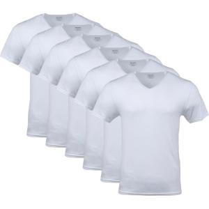 imageGildan Mens VNeck TShirts Multipack Style G1103White 6pack