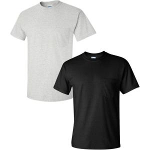 imageGildan Adult Ultra Cotton TShirt with Pocket Style G2300 2PackAshBlack
