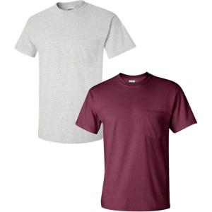 imageGildan Adult Ultra Cotton TShirt with Pocket Style G2300 2PackAshMaroon