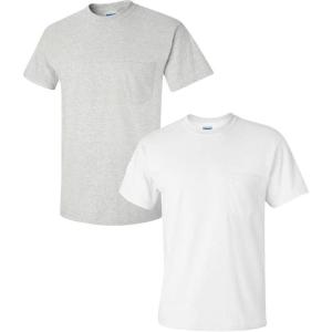 imageGildan Adult Ultra Cotton TShirt with Pocket Style G2300 2PackAshWhite