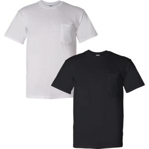 imageGildan Adult Ultra Cotton TShirt with Pocket Style G2300 2PackBlack  White