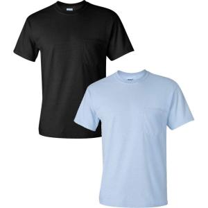 imageGildan Adult Ultra Cotton TShirt with Pocket Style G2300 2PackBlackLightblue