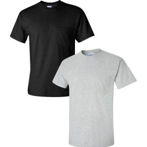 imageGildan Adult Ultra Cotton TShirt with Pocket Style G2300 2PackBlackSportgrey