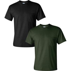 imageGildan Adult Ultra Cotton TShirt with Pocket Style G2300 2PackForest Green