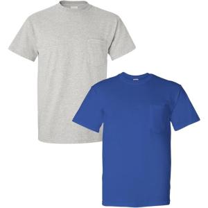 imageGildan Adult Ultra Cotton TShirt with Pocket Style G2300 2PackGreyBlue