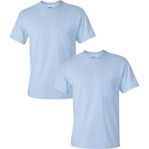 imageGildan Adult Ultra Cotton TShirt with Pocket Style G2300 2PackLight Blue