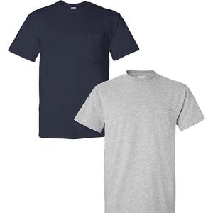 imageGildan Adult Ultra Cotton TShirt with Pocket Style G2300 2PackNavySport Grey