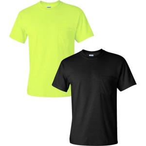 imageGildan Adult Ultra Cotton TShirt with Pocket Style G2300 2PackSafetygreenBlack