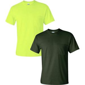 imageGildan Adult Ultra Cotton TShirt with Pocket Style G2300 2PackSafetygreenForest