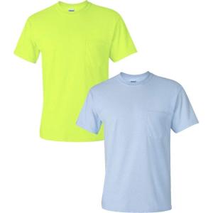 imageGildan Adult Ultra Cotton TShirt with Pocket Style G2300 2PackSafetygreenLightblue