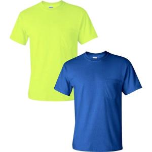imageGildan Adult Ultra Cotton TShirt with Pocket Style G2300 2PackSafetygreenRoyal