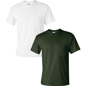 imageGildan Adult Ultra Cotton TShirt with Pocket Style G2300 2PackWhiteForest