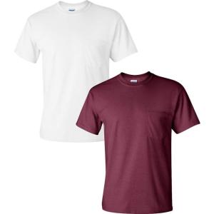 imageGildan Adult Ultra Cotton TShirt with Pocket Style G2300 2PackWhiteMaroon