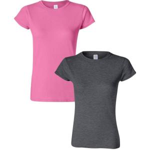 imageGildan Womens Softstyle Cotton TShirt Style G64000l MultipackAzaleadarkheather